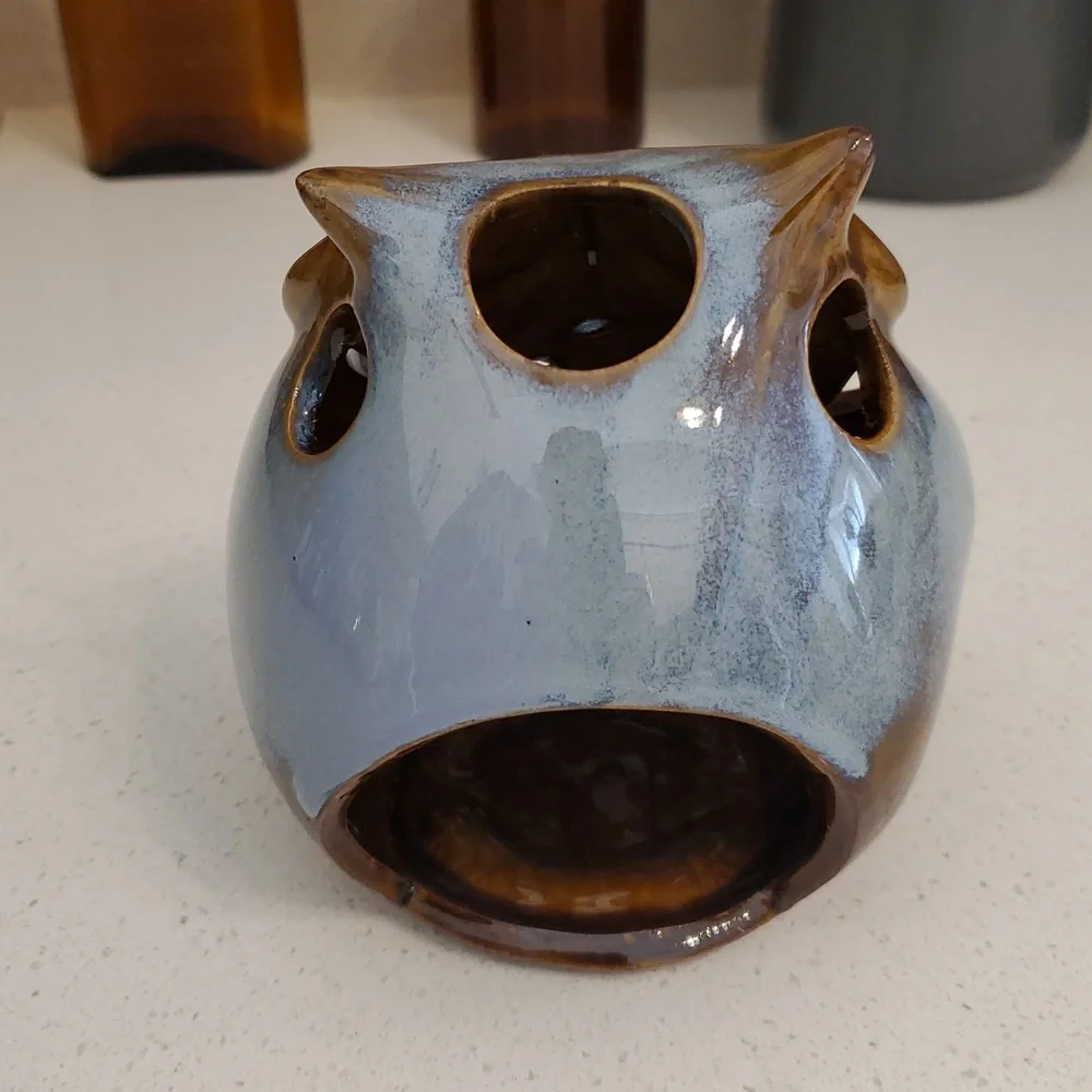 Pier 1 Owl Tea Light Ceramic Pottery Candle Holder